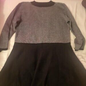 Juniors BCX Black Mock Neck Chevron Fit and Flare Sweater Dress Size XL